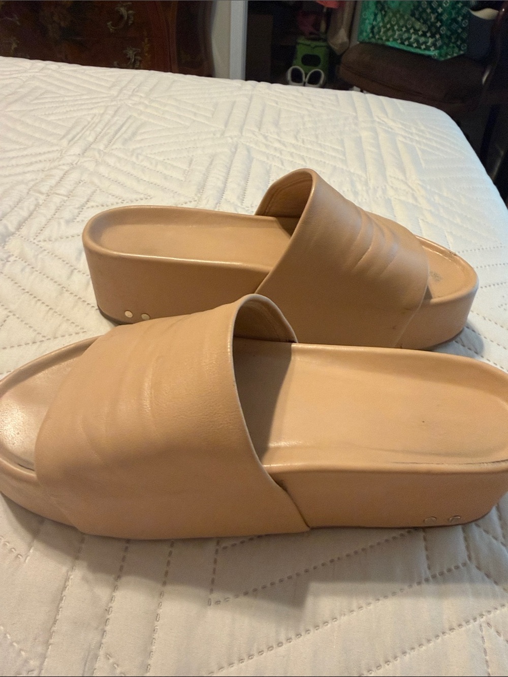beek Tan Platform Slide Mules